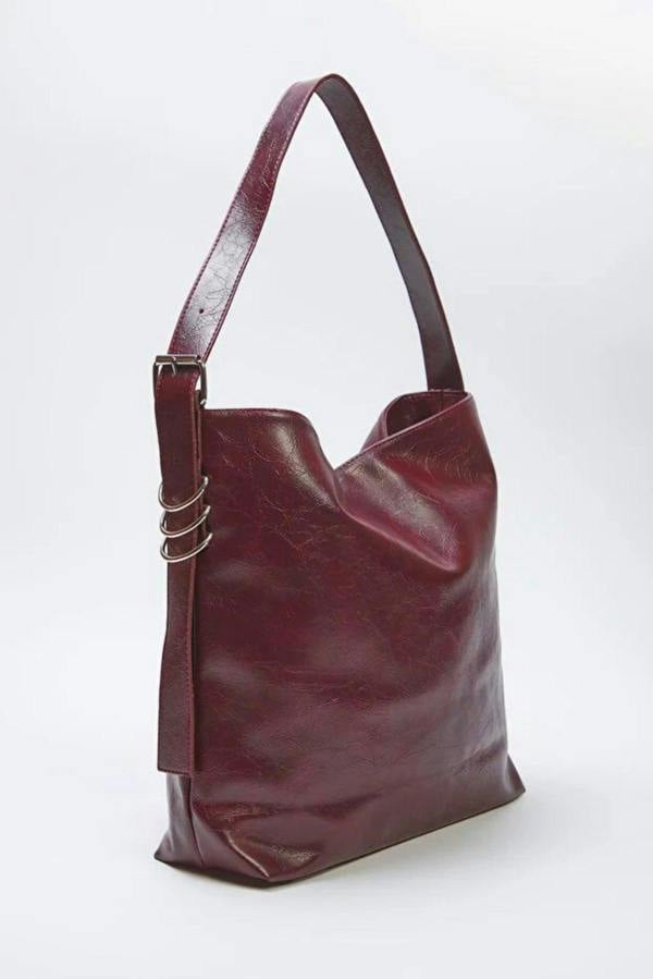WOVCOR Wrinkled Faux Leather Belt Buckle Pouch Shoulder Bag