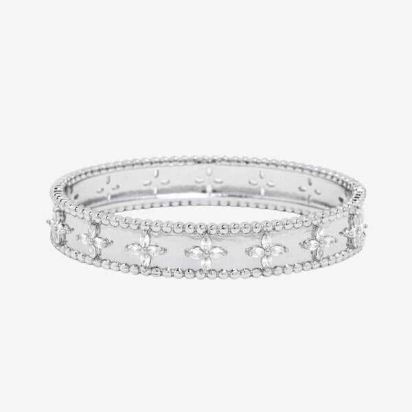 Uchi & Soto Kinmokusei Silver Bead Floral Bangle