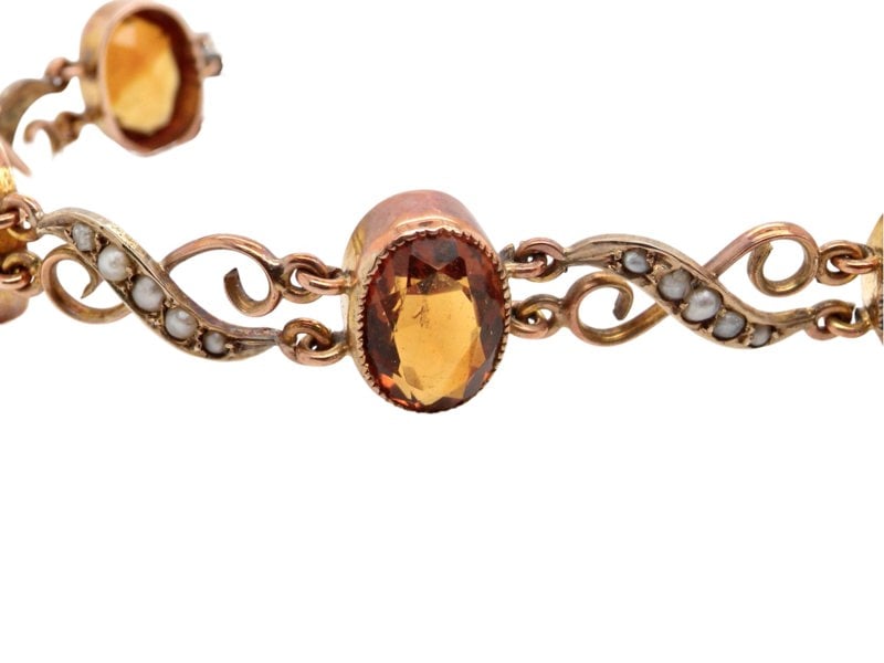 Edwardian citrine and pearl bracelet