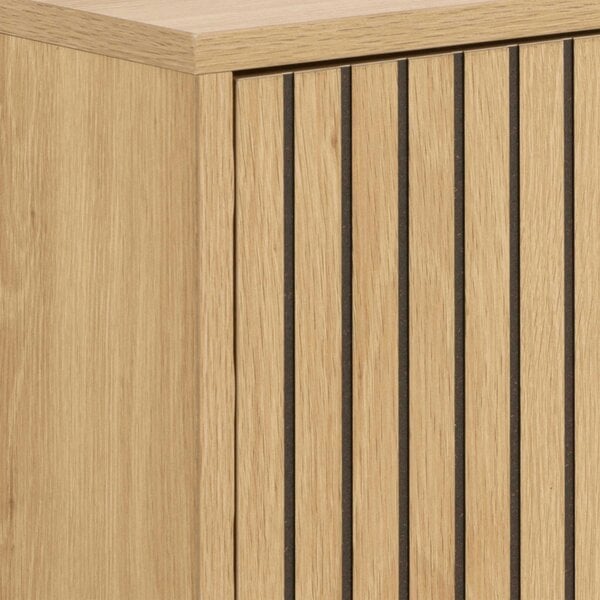 Wyld Haus Bjork Natural Oak Wood and Black Panelled Shoe Cabinet 1 Door