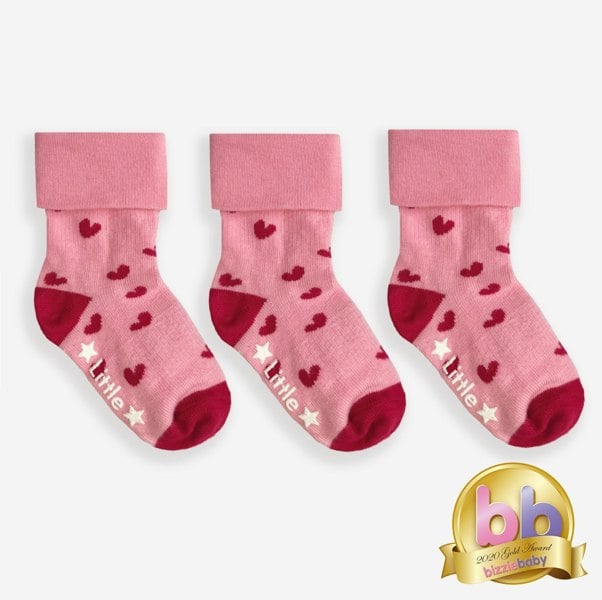 Little Sock Co. Non-Slip Stay on Baby and Toddler Socks - 3 Pack in Amore