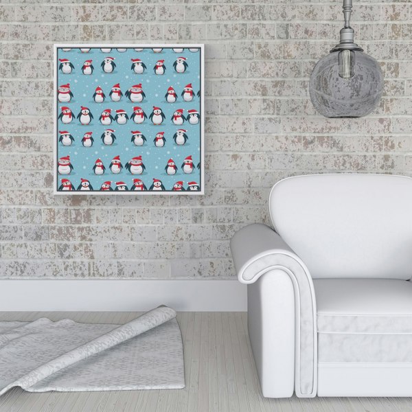 Warren Reed Adorable Santa Penguins Framed Canvas