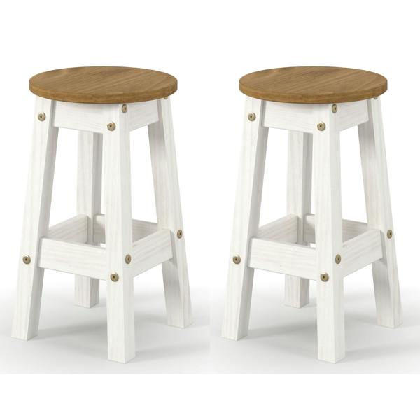 Core Products Pair of Corona Low Round Breakfast Stools, Set of 2