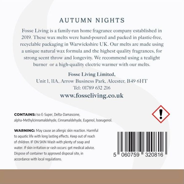 Fosse Living Autumn Nights Wax Melts - 16 Pack