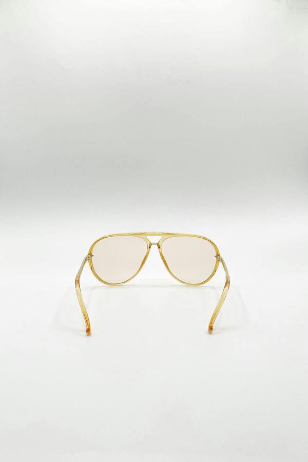 Bold Aviator Metal Arm Sunglasses In Champagne In Champagne - svnx