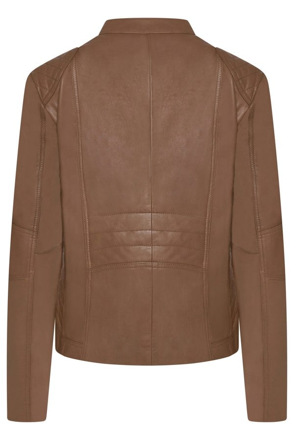 Pelle D’annata Ladies Real Leather Biker Jacket in Tobacco