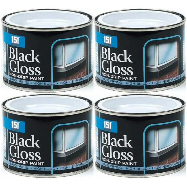 151 4X Non-Drip Black Gloss Paint Tin 180ml