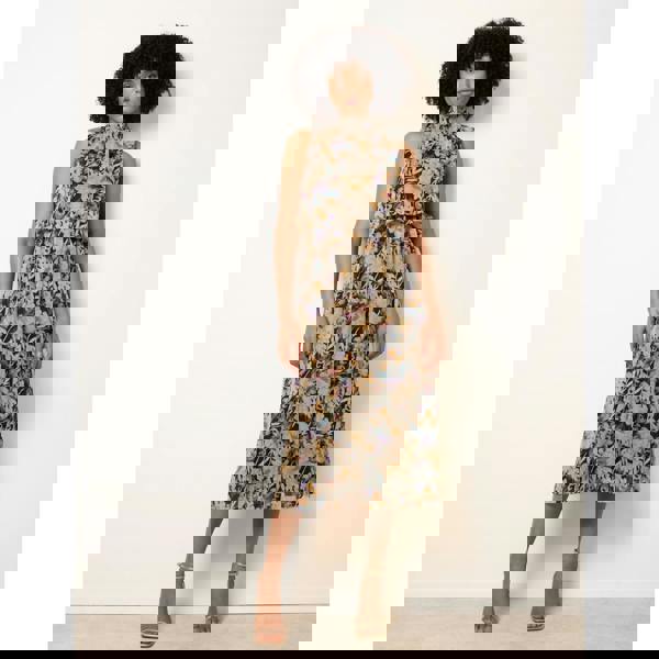 Blue Vanilla Watercolour Printed Sleeveless Midi Dress