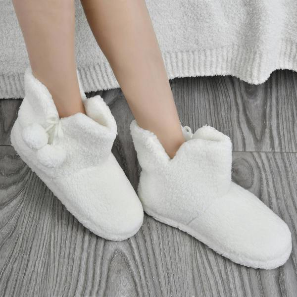 Smart Living Women's Teddy Fleece Bootie Slippers - Cozy, Warm, Soft Indoor House Boots- Cream