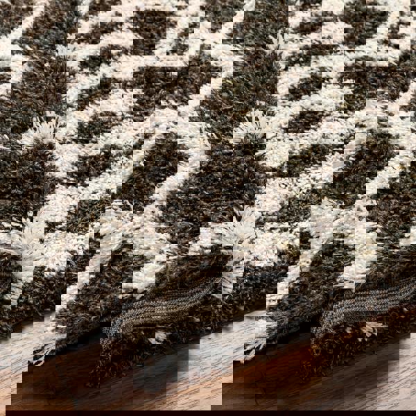 Livabliss Urban Shag-Geometric Brown Ivory Soft Plush Pile Rug