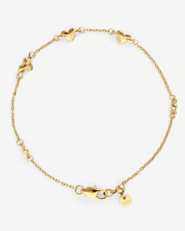 Elk & Bloom Forever Hearts Triple Heart 15K Gold Plated Bracelet