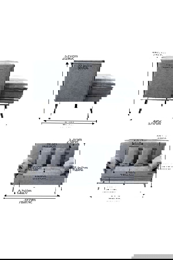 Living and Home 3-Seater Contemporary Convertible Sofa Bed with 2 Pillows