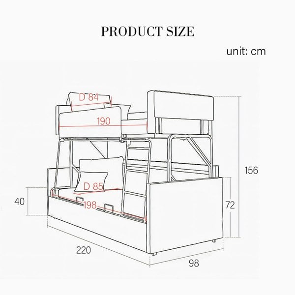 Pérez Two Seater Sofa Bed, Bunk Bed, Linen-Weilai Concept-Weilai Concept