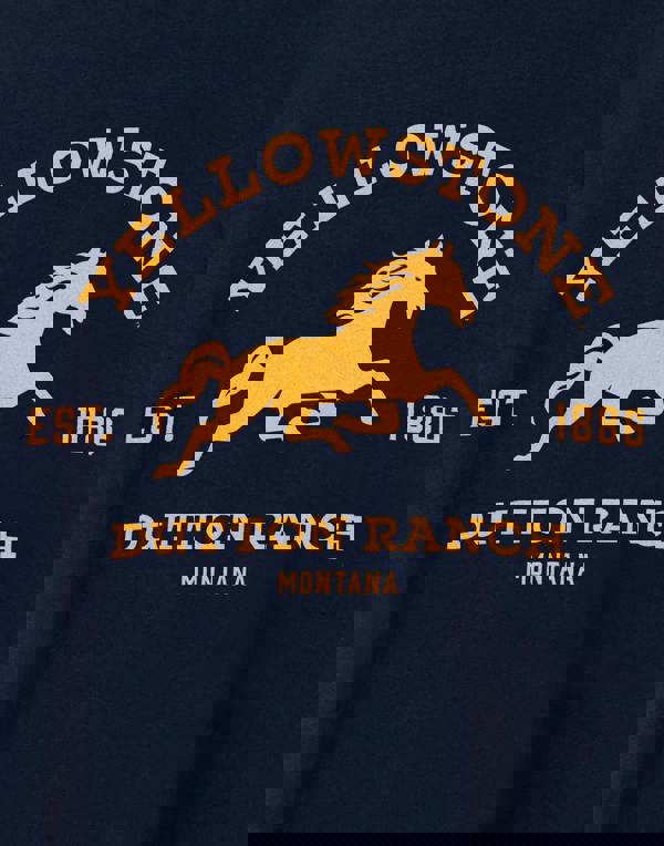 Yellowstone Mens Blue Dutton Ranch Logo Short Sleeved T-Shirt