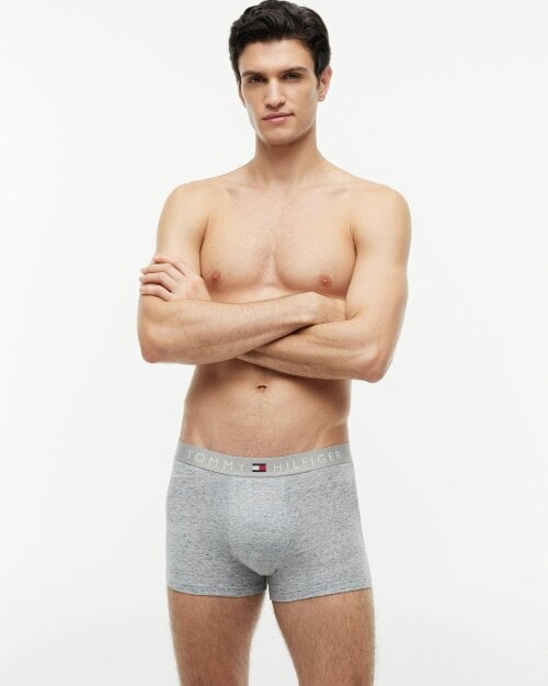 Tommy Hilfiger 3 Pack Waistband Mens Trunks - Grey Heather/White/Desert Sky