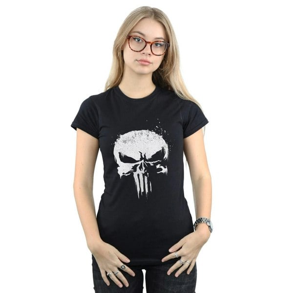 Marvel Womens/Ladies The Punisher TV Skull Logo Cotton T-Shirt - Black