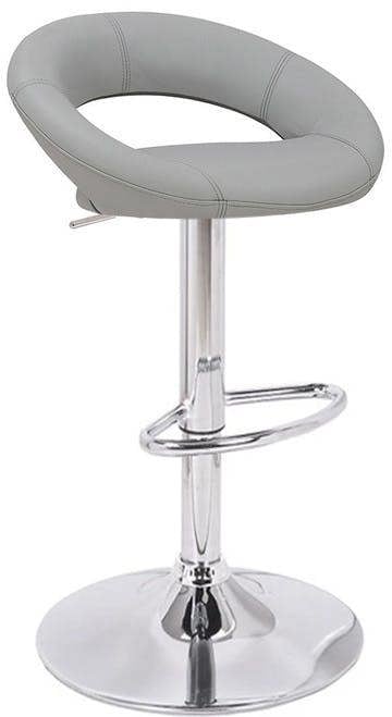 Lamboro Sorrento Real Leather Kitchen and Breakfast Bar Stool, Height Adjustable Swivel Gas Lift, Grey