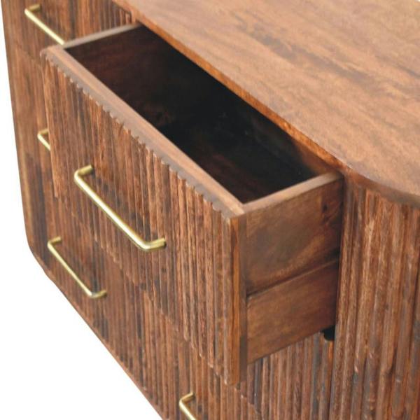 Artisan Furniture Solid Wood Ridgefront Chest – Roasted Almond, 3 Drawers, Brown