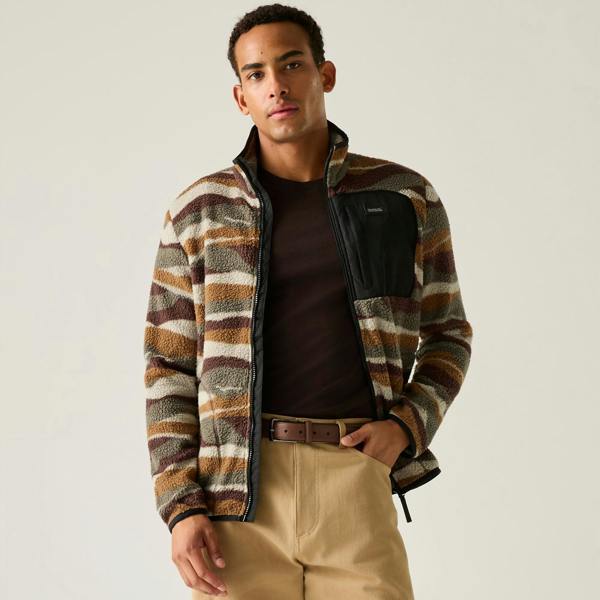 Regatta Mens Frankie Mountain Range Borg Full Zip Fleece Jacket - Coffee Grounds - 