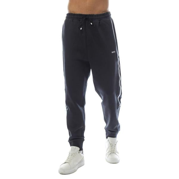 Boss Mens Hadikonos Contrast Striped Jogging Bottoms - Dark Blue - 