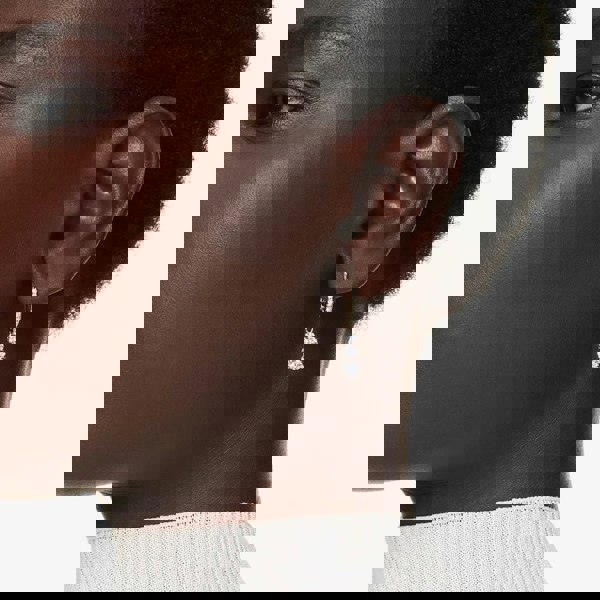 Swarovski Stilla Attract Gold Tone Plated White Zirconia Drop Hoop Earrings 5723300