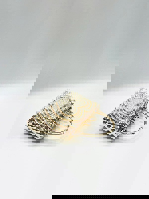 SVNX Heart Pearl Clutch Bag In Gold