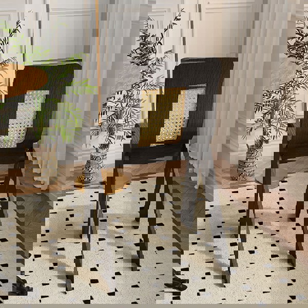 Verna Curve Dining Chair, Black & Rattan-Weilai Concept-Weilai Concept