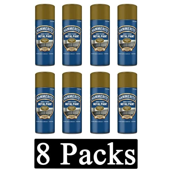 Hammerite 8X Hammerite Smooth Gold Spray Paint 400ml