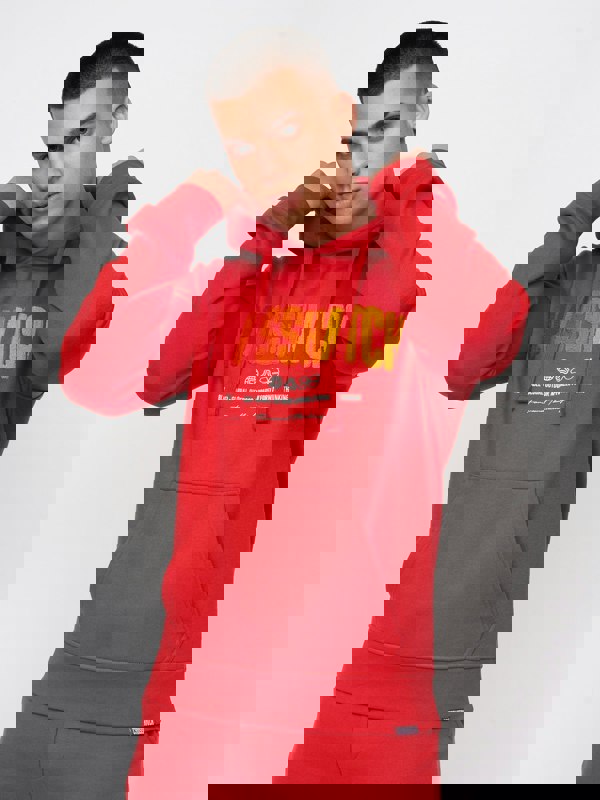 Crosshatch Flocked Hoodie Red