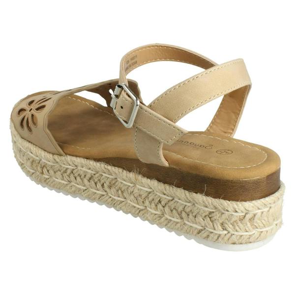 Savannah Ladies Mid Espadrille Wedge Ankle Strap Sandals F12096