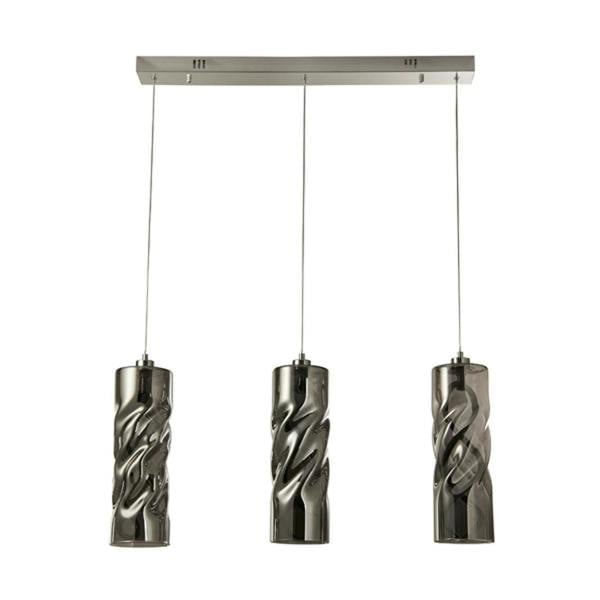 Pagazzi Lighting Demeter 3 Light Black Smoke Glass LED Ceiling Pendant Bar
