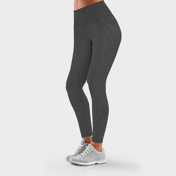 OOOOO Women's Workout Leggings Highwaist with Top Pockets & Line Effect, Grey