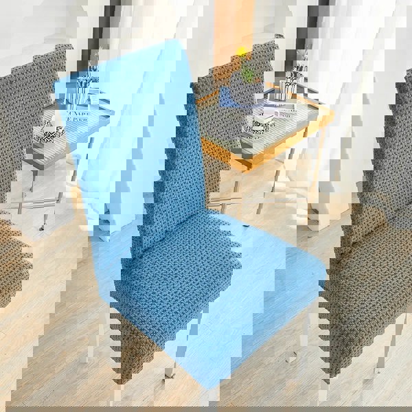 Anyseat Chair Cover Blue Micro Knitted Design with Elastic Material for Dining Room Kitchen Wedding Hotel Banquet Restaurant