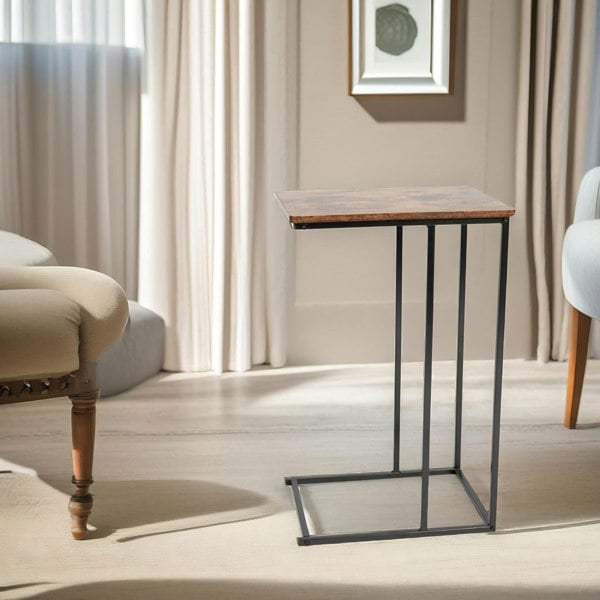 Rafaelo Mobilia C Shaped Side Table Rustic Brown