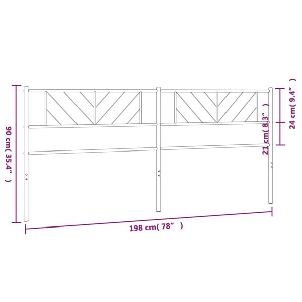Berkfield Metal Headboard White 198x90 cm
