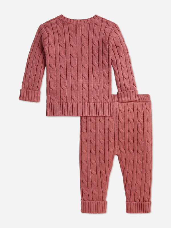 Ralph Lauren Kids Ralph Lauren Baby Girls Cable Knit Trouser Set in Pink