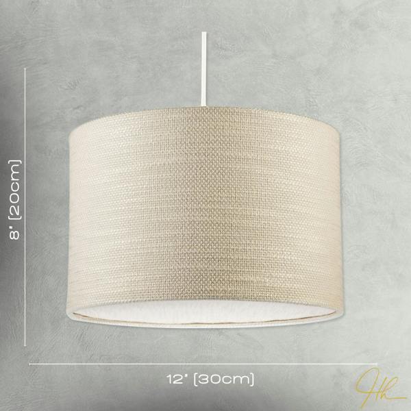 Coconut Milk Textured Linen Pendant Lighting Shade with Diffuser Image 7