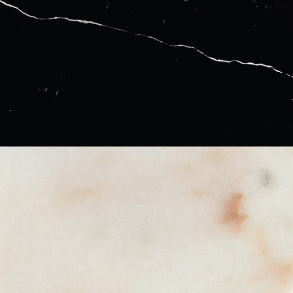 Thyme Lamp Table - Black Marble & White Marble