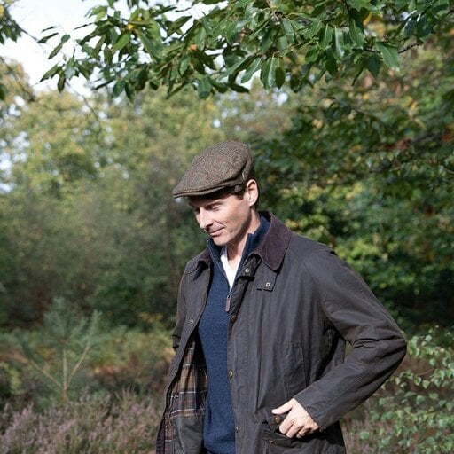 Heather Hats & Accessories British Tweed Wool Flat Cap, Satin Lining, Outdoor Wear, Hawthorn Olive
