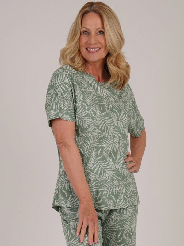 TIGI-Wear Fern Ivory Leaf Pyjama Top