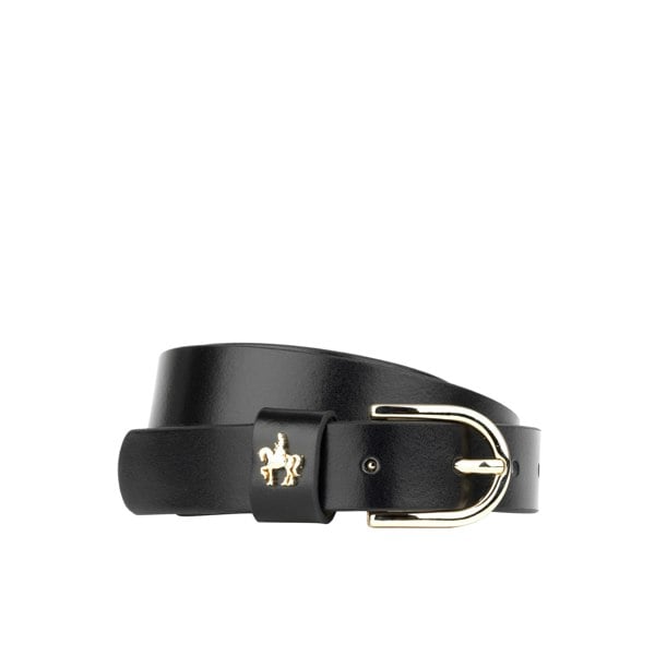 Embassy London Poppy - Black - Women's classic Italian leather belt with gold tone buckle