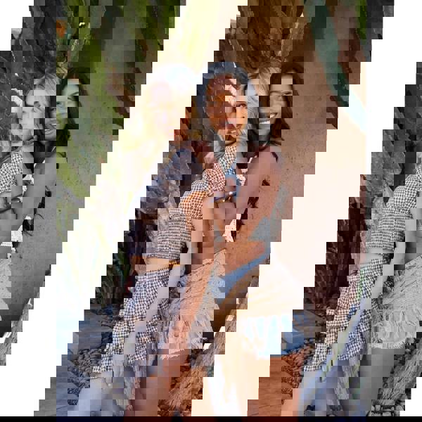 Pink Vanilla Gingham Frilly Bloomer Mini Shorts