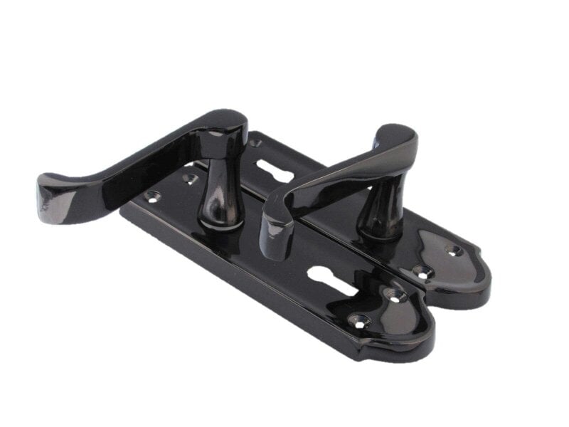 EDH Door Hardware Askworth Door Handle Set – Black Nickel Internal Lock Door Handles 170mm x 48mm