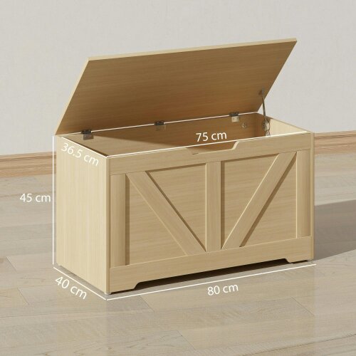 Wyld Haus Yolu Vina Natural Wood Effect Storage Chest With Safety Hinges 100 Litre