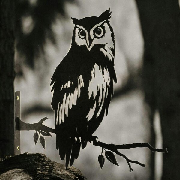 EDH Door Hardware Metal Owl Large Tree Silhouette – 35cm x 29.5cm | Rustic Outdoor & Indoor Wall Art for Garden, Fence, or Home Décor