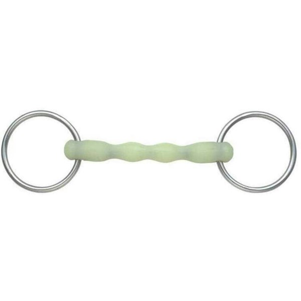 Shires Equikind Ripple Mullen Mouth Horse Loose Ring Snaffle Bit - Pale Green