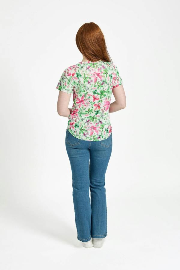 Mudflower Floral V-Neck Button Top