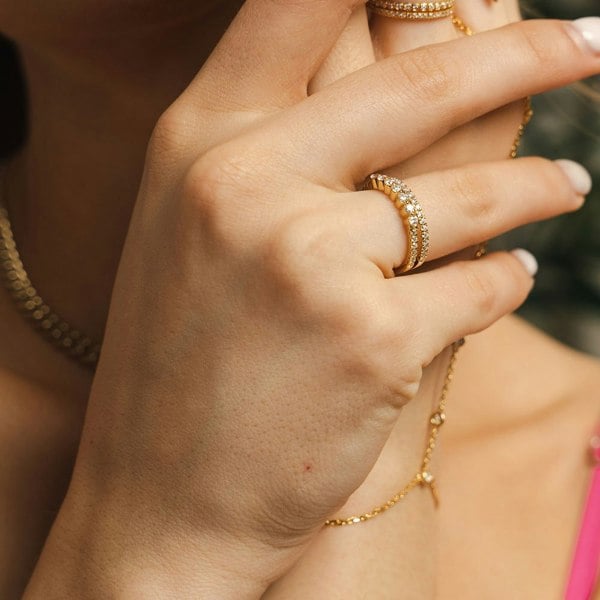 BLOOMTINE Illuminess™ Gold Vermeil Combi Stack Ring