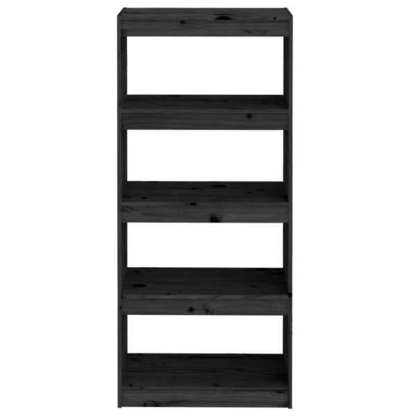 Berkfield Book Cabinet/Room Divider Black 60x30x135.5 cm Solid Wood Pine
