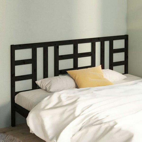 Berkfield Bed Headboard Black 206x4x100 cm Solid Wood Pine